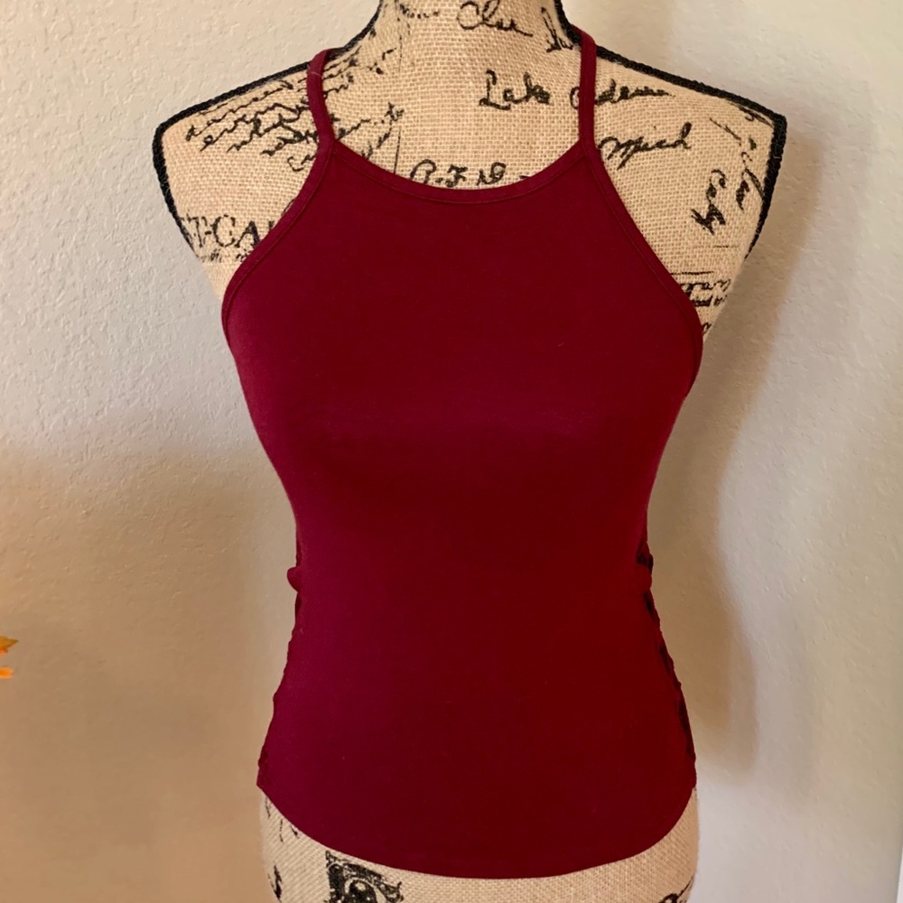 AEO : Y2K High Neck Tank Cute Lace Up Sides EUC